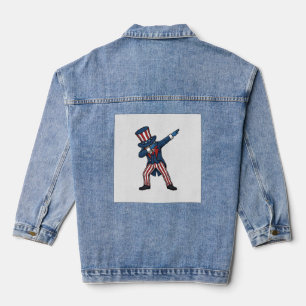Patriotischer Dabbing-Charakter Vintage-Vektordesi Jeansjacke