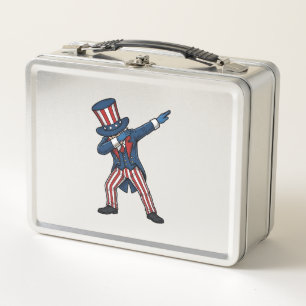 Patriotischer Dabbing-Charakter Vintage-Vektordesi Metall Brotdose