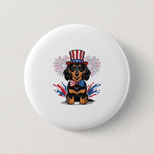 Patriotischer Dachshund Feuerwerk Vintage Vektor K Button