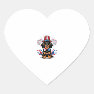 Patriotischer Dachshund Feuerwerk Vintage Vektor K Herz-Aufkleber