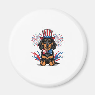 Patriotischer Dachshund Feuerwerk Vintage Vektor K Magnet