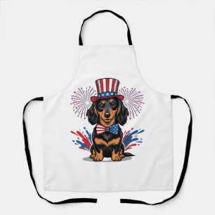 Patriotischer Dachshund Feuerwerk Vintage Vektor K Schürze