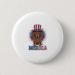 Patriotischer Dachshund Merica Vintage Hundeshirt_ Button