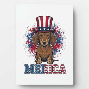 Patriotischer Dachshund Merica Vintage Hundeshirt_ Fotoplatte