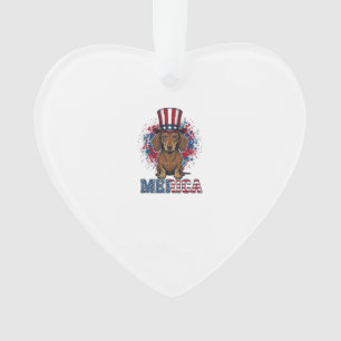 Patriotischer Dachshund Merica Vintage Hundeshirt_ Ornament