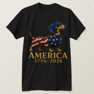 Patriotischer Dachshund USA 1776-2026 Bleiglas T-Shirt