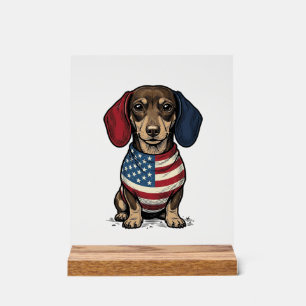 Patriotischer Dachshund Vintage Gravur Vektor Desi Acrylschild