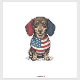 Patriotischer Dachshund Vintage Gravur Vektor Desi Aufkleber