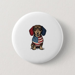 Patriotischer Dachshund Vintage Gravur Vektor Desi Button