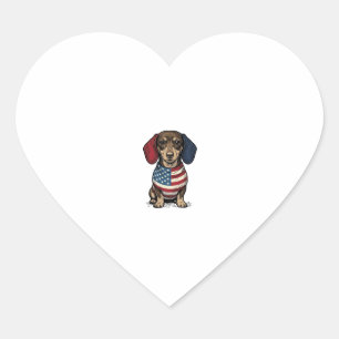 Patriotischer Dachshund Vintage Gravur Vektor Desi Herz-Aufkleber