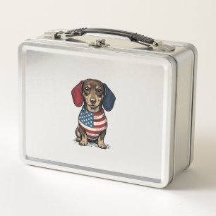 Patriotischer Dachshund Vintage Gravur Vektor Desi Metall Brotdose