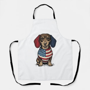 Patriotischer Dachshund Vintage Gravur Vektor Desi Schürze