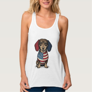 Patriotischer Dachshund Vintage Gravur Vektor Desi Tank Top