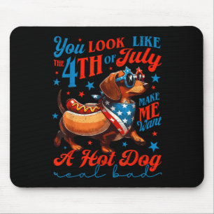 Patriotischer Dackel Fourth Of July 4th Flagge Nie Mousepad