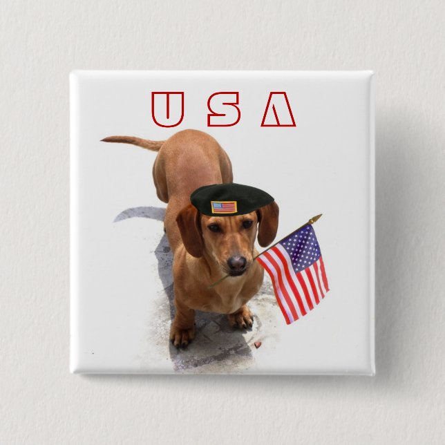Patriotischer Dackelknopf USA Button (Vorderseite)