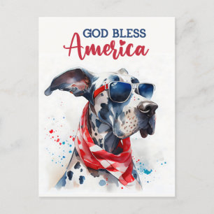 Patriotischer Deutsche Dogge, Gott segne Amerika Postkarte