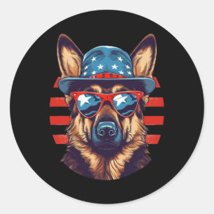 Patriotischer deutscher Schäferhund, amerikanische Runder Aufkleber
