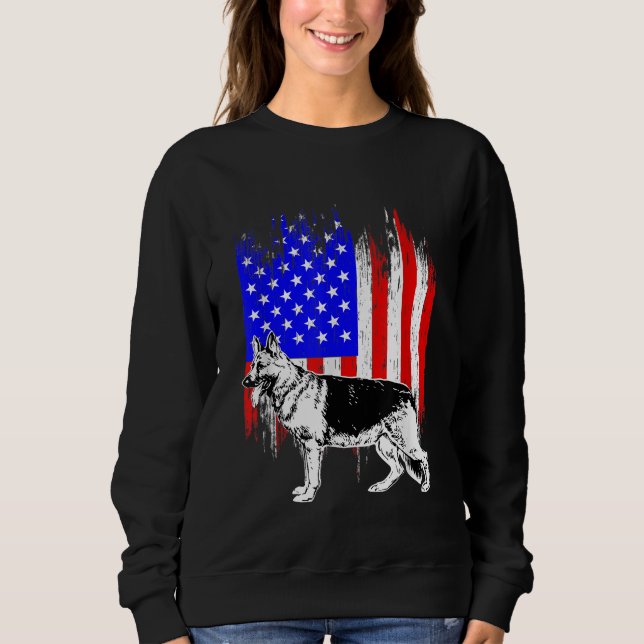 Patriotischer Deutscher Schäferhund Amerikanische  Sweatshirt (Vorderseite)