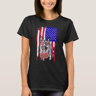 Patriotischer Deutscher Schäferhund Amerikanische T-Shirt