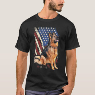 Patriotischer Deutscher Schäferhund Amerikanisches T-Shirt