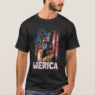 Patriotischer Deutscher Schäferhund Vintage Amerik T-Shirt
