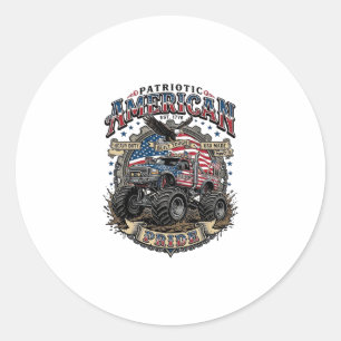 Patriotischer Diesel-Biest-Freiheits-Monster-Truck Runder Aufkleber
