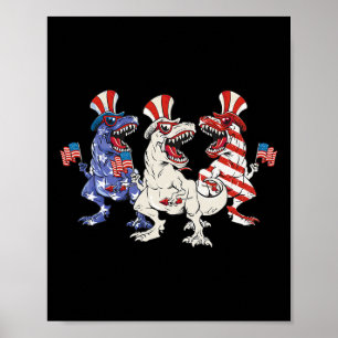 Patriotischer Dinosaurier 4. Juli USA Kleinkind Ki Poster