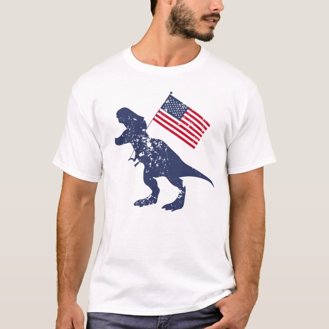 Patriotischer Dinosaurier amerikanische USA 4. von T-Shirt (Vorderseite)