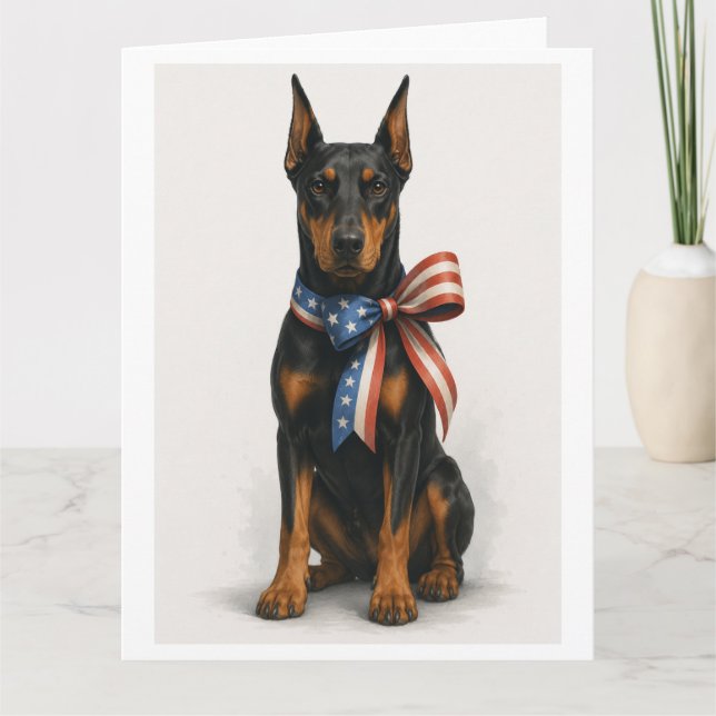 Patriotischer Dobermann Pinscher Karte (Vorderseite)