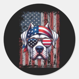 Patriotischer Dogo Argentino Hund Lover Us Flag In Runder Aufkleber