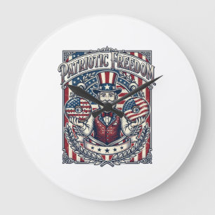 Patriotischer Donut-Liebhaber Vektorgrafik T-Shirt Große Wanduhr