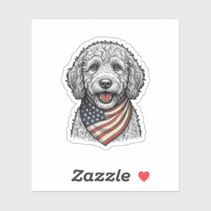 Patriotischer Doodle-Hund Vintage-Stich Vektor Des Aufkleber