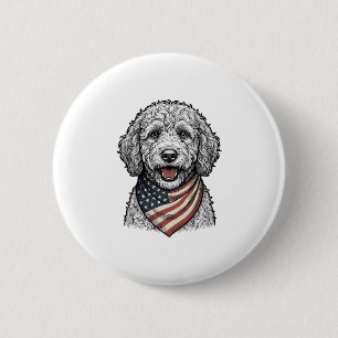 Patriotischer Doodle-Hund Vintage-Stich Vektor Des Button