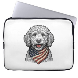Patriotischer Doodle-Hund Vintage-Stich Vektor Des Laptopschutzhülle