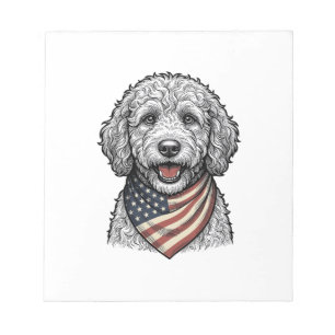 Patriotischer Doodle-Hund Vintage-Stich Vektor Des Notizblock