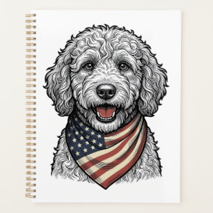 Patriotischer Doodle-Hund Vintage-Stich-Vektor-Des Planer