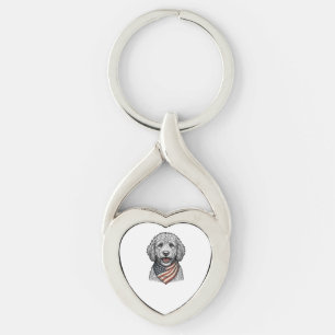 Patriotischer Doodle-Hund Vintage-Stich Vektor Des Schlüsselanhänger