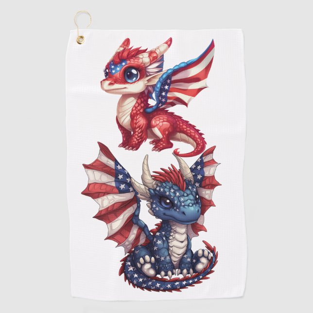 Patriotischer Drache Golfhandtuch (Vorderseite)