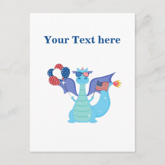 Patriotischer Drache mit Ballons und amerikanische Postkarte