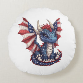 Patriotischer Drache Rundes Kissen