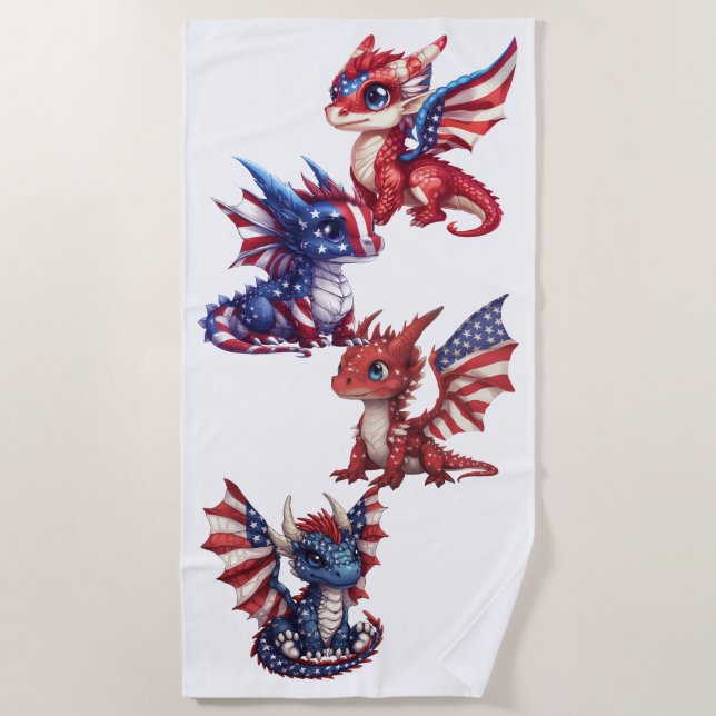Patriotischer Drache Strandtuch (Vorderseite)
