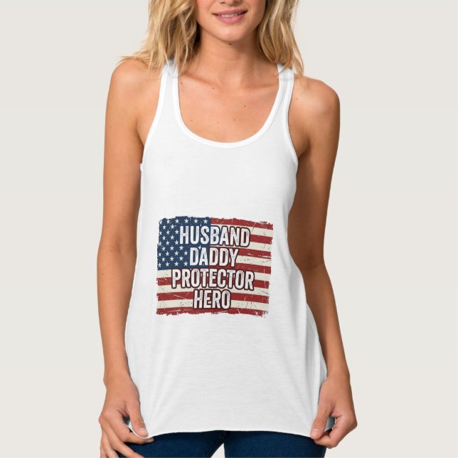 Patriotischer Ehemann Daddy Beschützer Held Flagge Tank Top (Vorderseite)