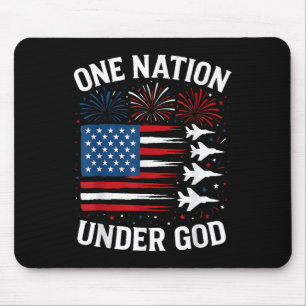 Patriotischer Ein Volk unter Gott Junge 4. Juli US Mousepad
