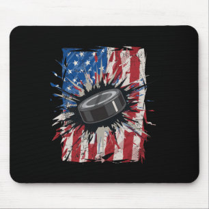 Patriotischer Eishockey 4. Juli Männer USA Amerika Mousepad
