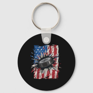 Patriotischer Eishockey 4. Juli Männer USA Amerika Schlüsselanhänger