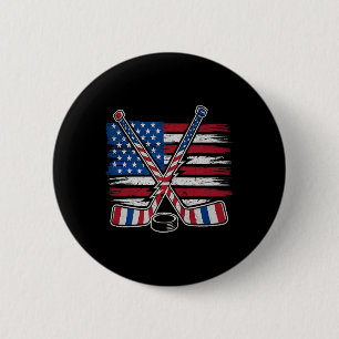 Patriotischer Eishockey 4. Juli USA Unabhängigkeit Button