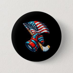 Patriotischer Eishockey 4. Juli USA Unabhängigkeit Button