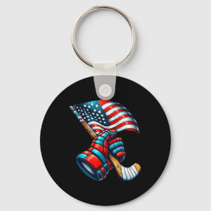 Patriotischer Eishockey 4. Juli USA Unabhängigkeit Schlüsselanhänger