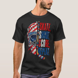 Patriotischer Eishockey-Schlittschuh-Schuss-Score- T-Shirt