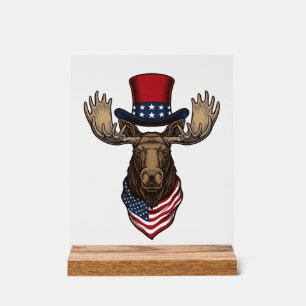 Patriotischer Elch Vintage Gravur Vektor Design_1 Acrylschild